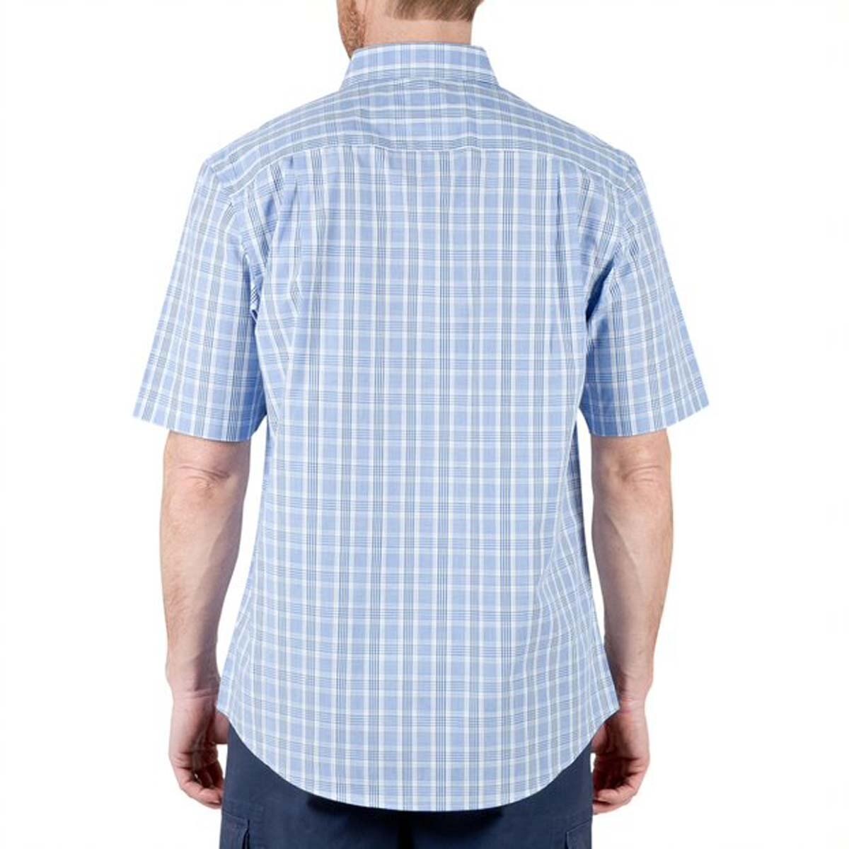 Camisa Manga Corta a Cuadros Azul para Caballero Haggar