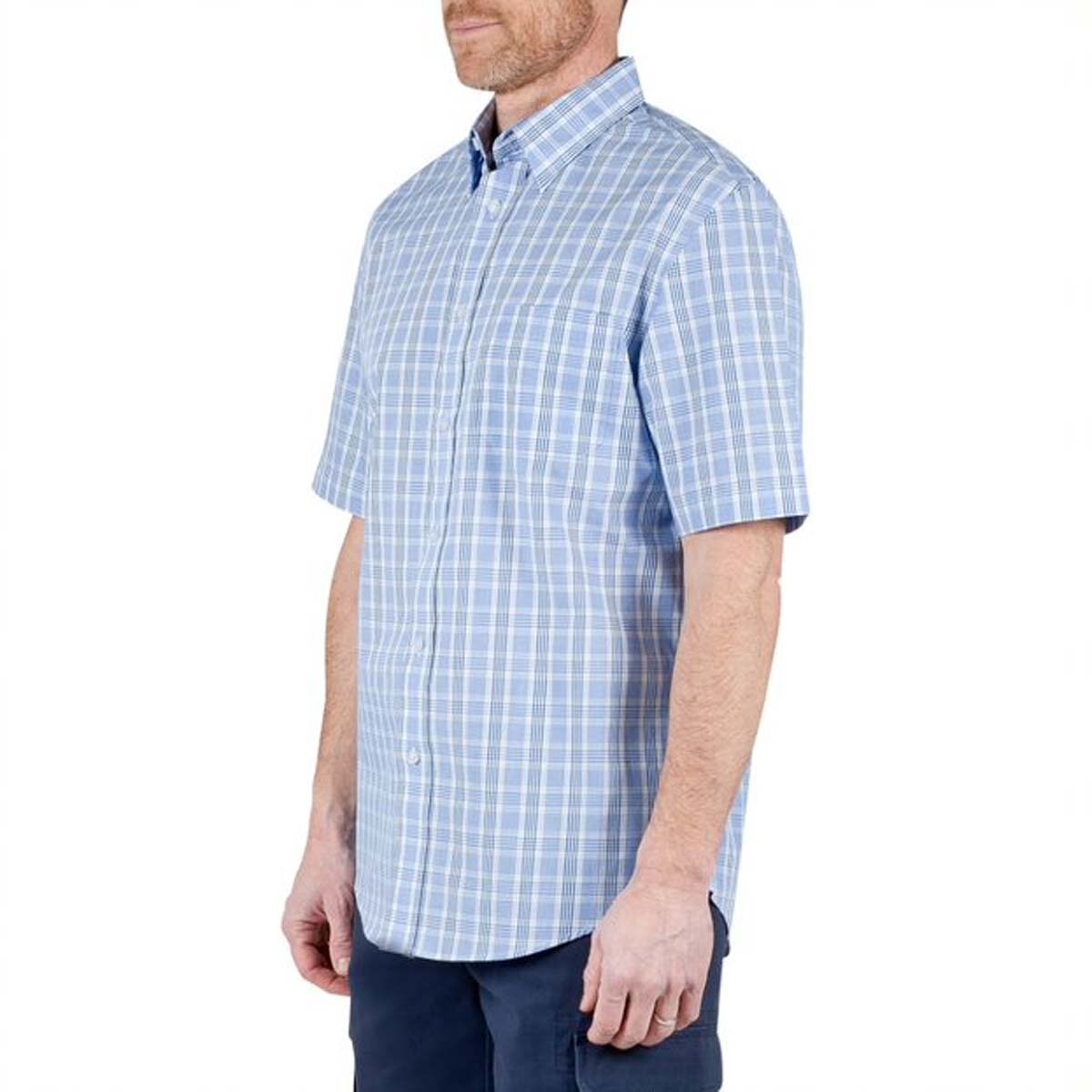 Camisa Manga Corta a Cuadros Azul para Caballero Haggar