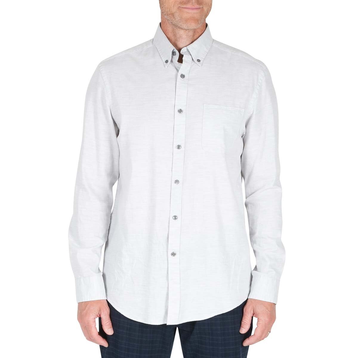 Camisa Lisa Gris de Manga Larga para Caballero Haggar