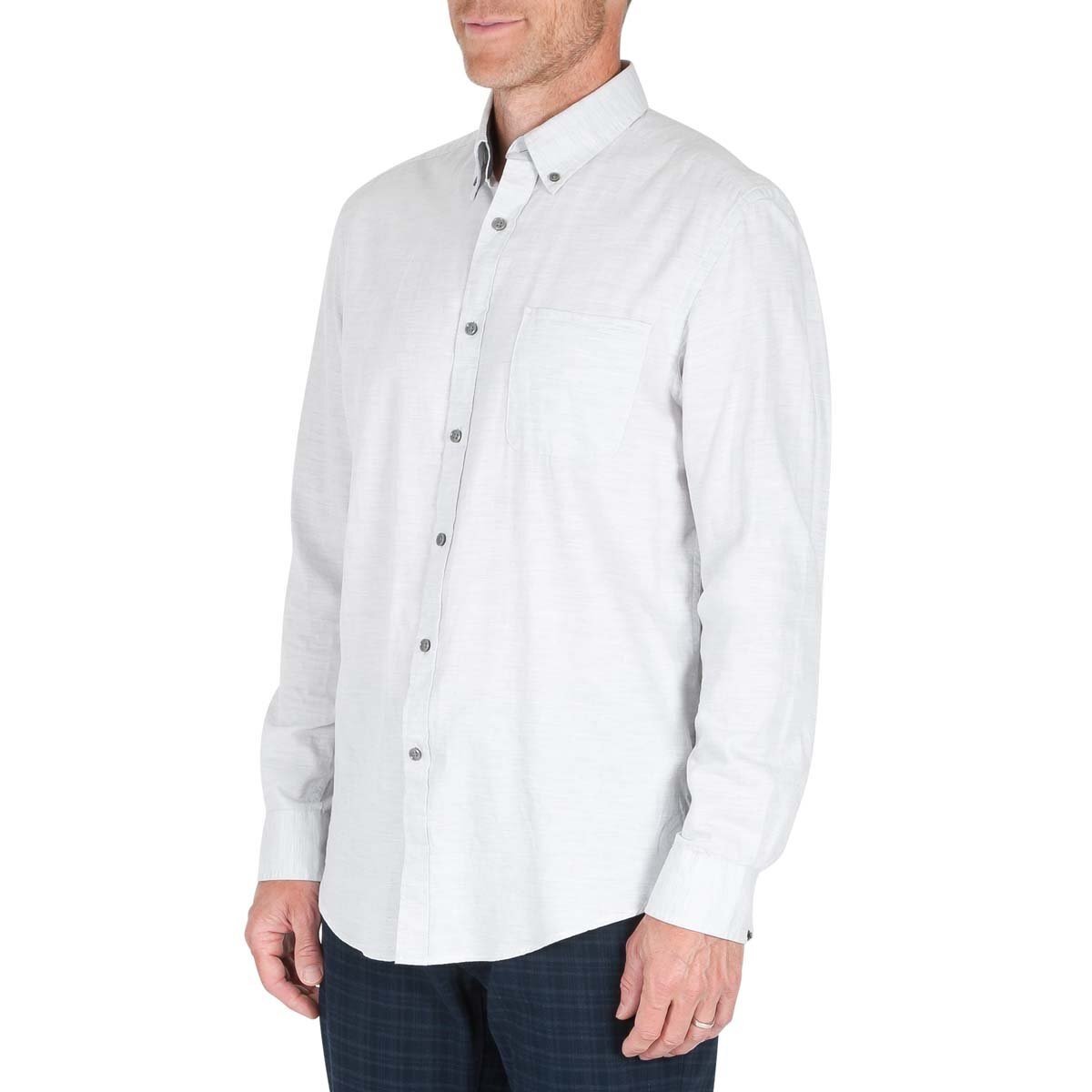 Camisa Lisa Gris de Manga Larga para Caballero Haggar