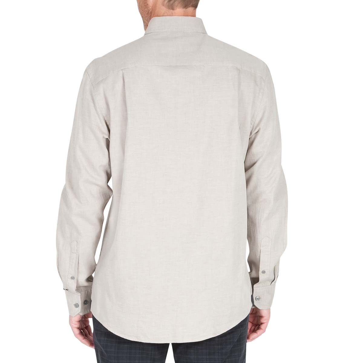 Camisa Manga Larga Lisa Dos Tonos Cuello Abot Bol Izq en el