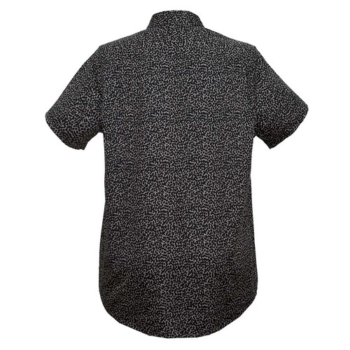 Camisa Negra Estampada Animal Print de Manga Corta para Caballero Fukka