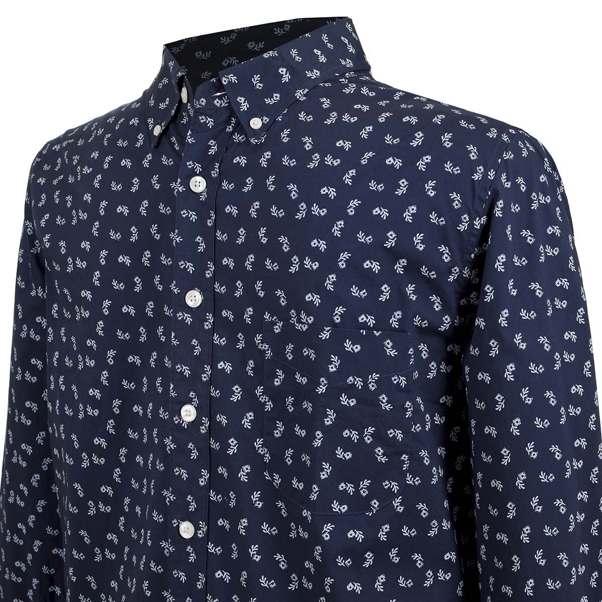Camisa Azul de Manga Larga con Estampado de Flores para Caballero J. Opus