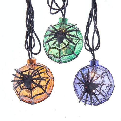 Serie de 10 Luces Esferas con Arañas Multicolor Kurt S Adler