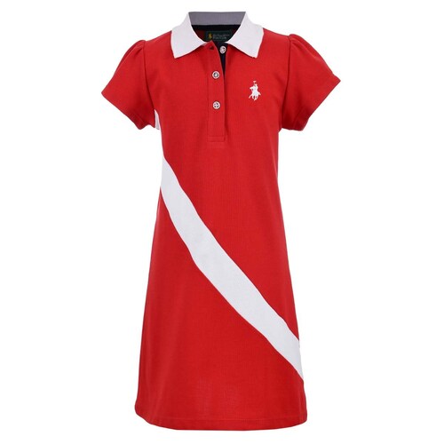 Vestido Polo Rojo con Bloque en Diagonal para Niña Royal Polo Club