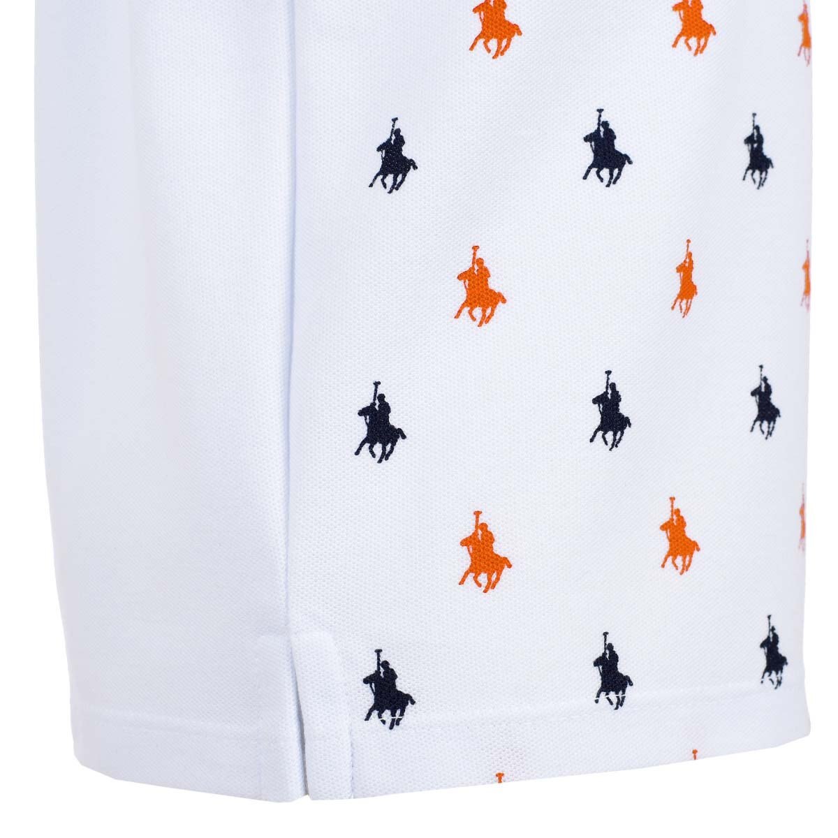 Playera Polo Blanca con Miniprints Manga Corta para Niño Royal Polo Club