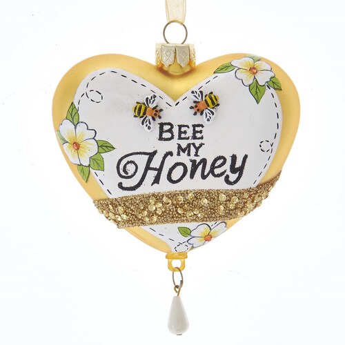 Colgante Esfera de Corazón de Cristal con Abeja 10 Cm