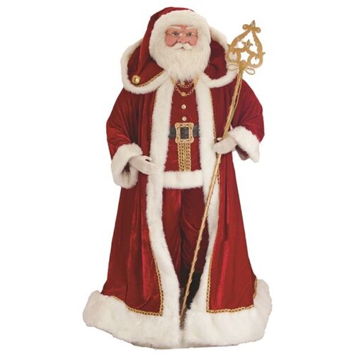Santa Claus Elegante con Capa Y Bastón Deluxe Kringles 180 Cm