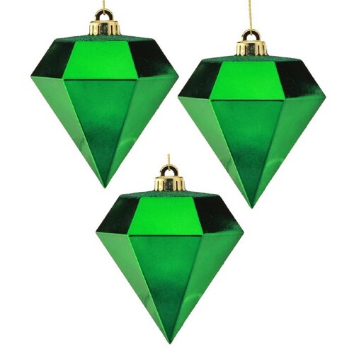 Caja de 3 Esferas Diamante Color Verde 12 Cm