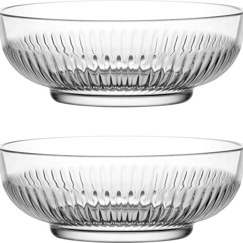 2 Bowls de Vidrio Transparente  a Rayas 170Ml Lav