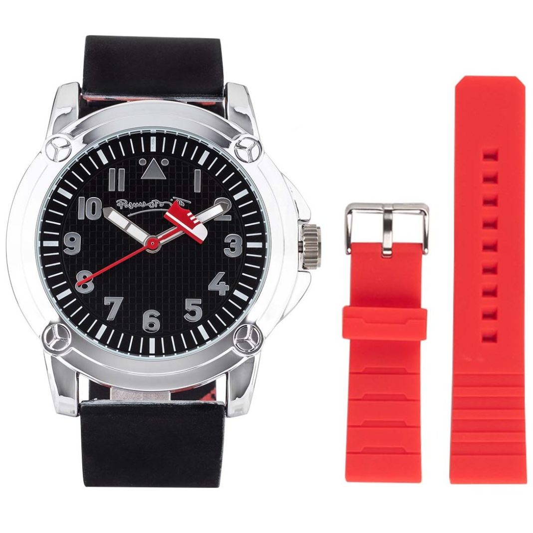 Set de Reloj Negro con Correa Romero Britto para Caballero