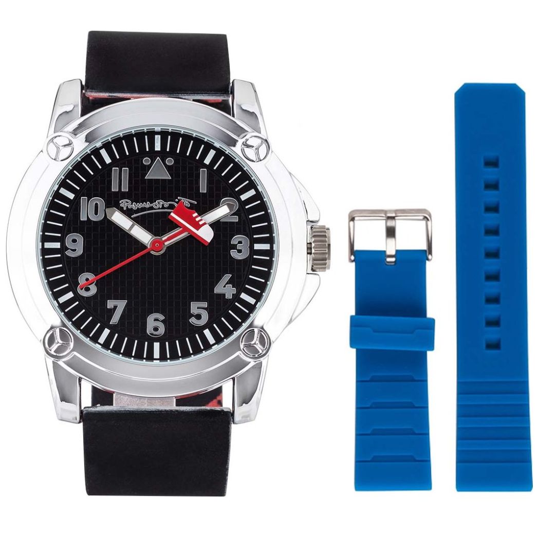 Set de Reloj Negro con Correa Romero Britto para Caballero