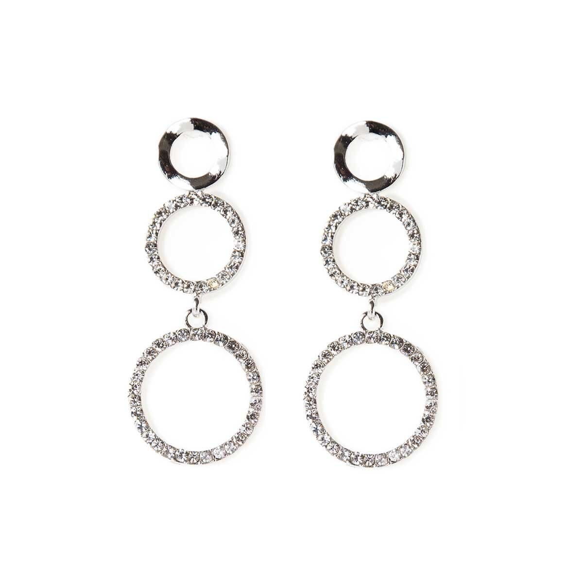 Aretes de Aros Plateado con Cristales Wonder Charms