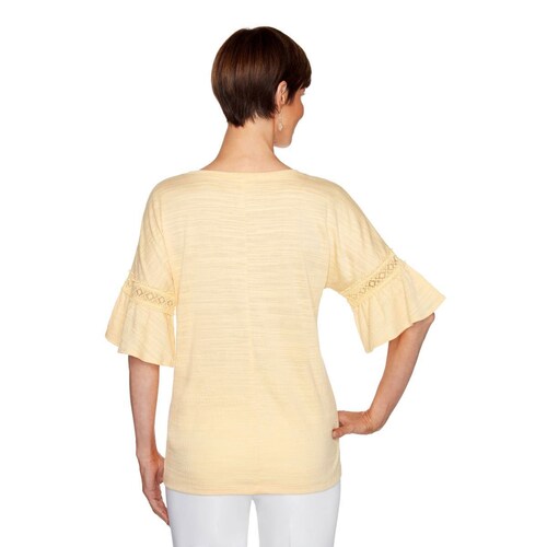 Blusa Amarilla Manga 3/4 Ruby Rd para Mujer