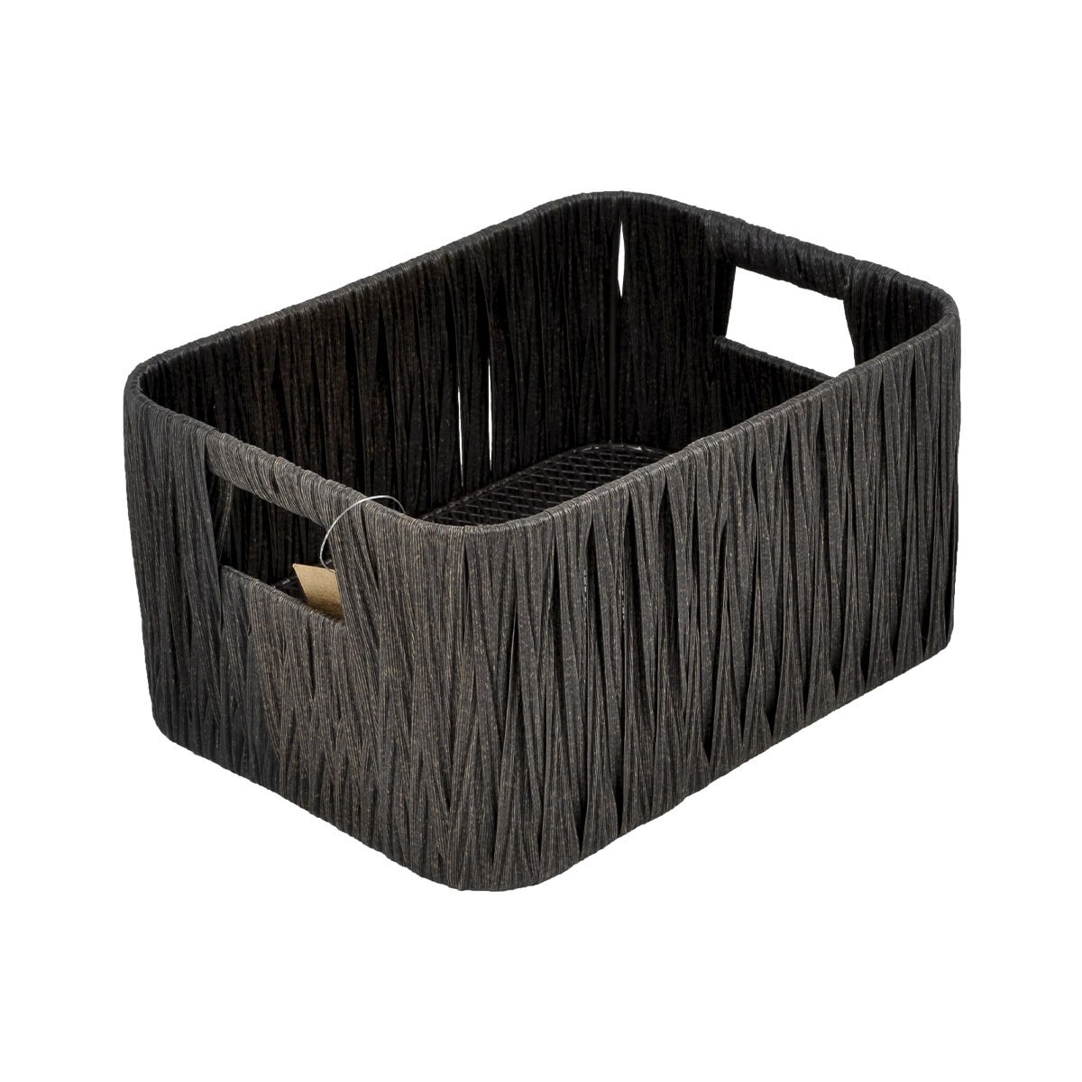Home Nature Canasta de Plástico con Asas Rectangular Negro 19*26*13 Cm