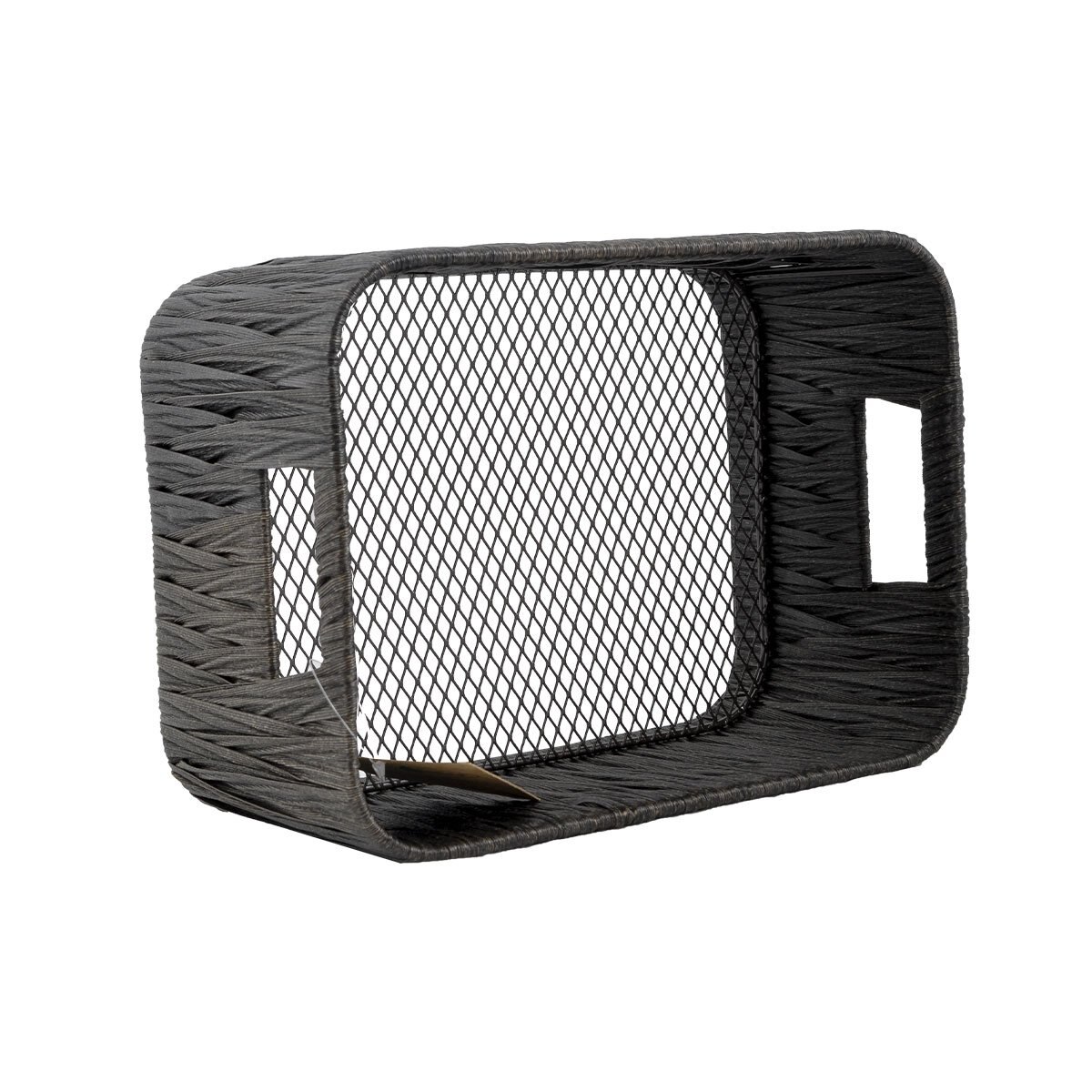 Home Nature Canasta de Plástico con Asas Rectangular Negro 19*26*13 Cm
