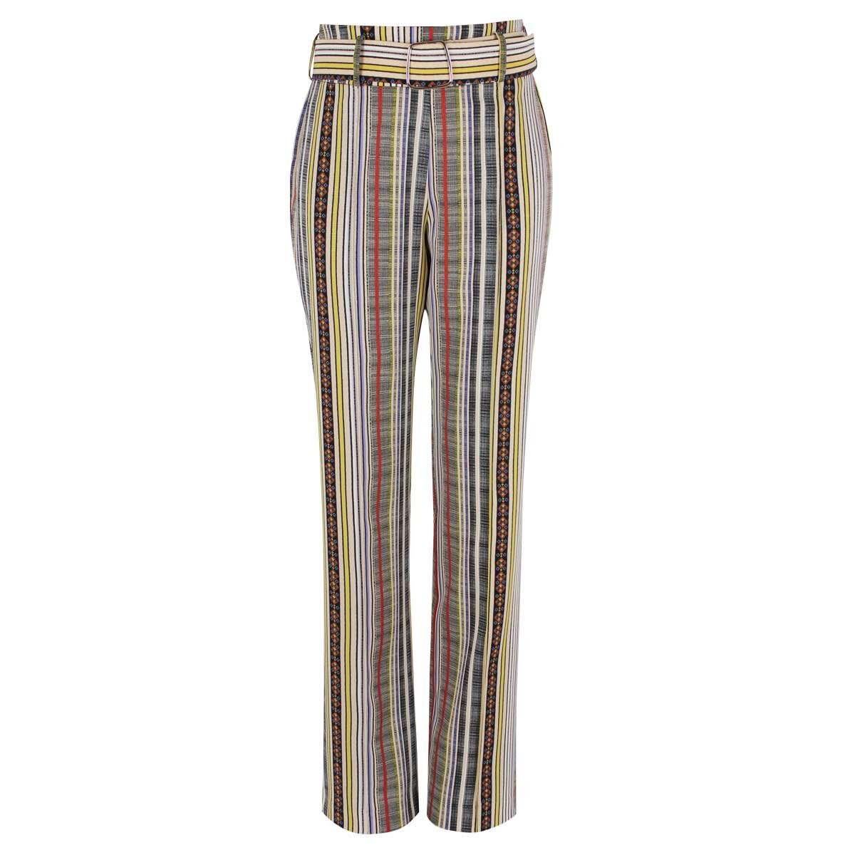 Pantalón Corte Recto Estampado a Rayas City Femme