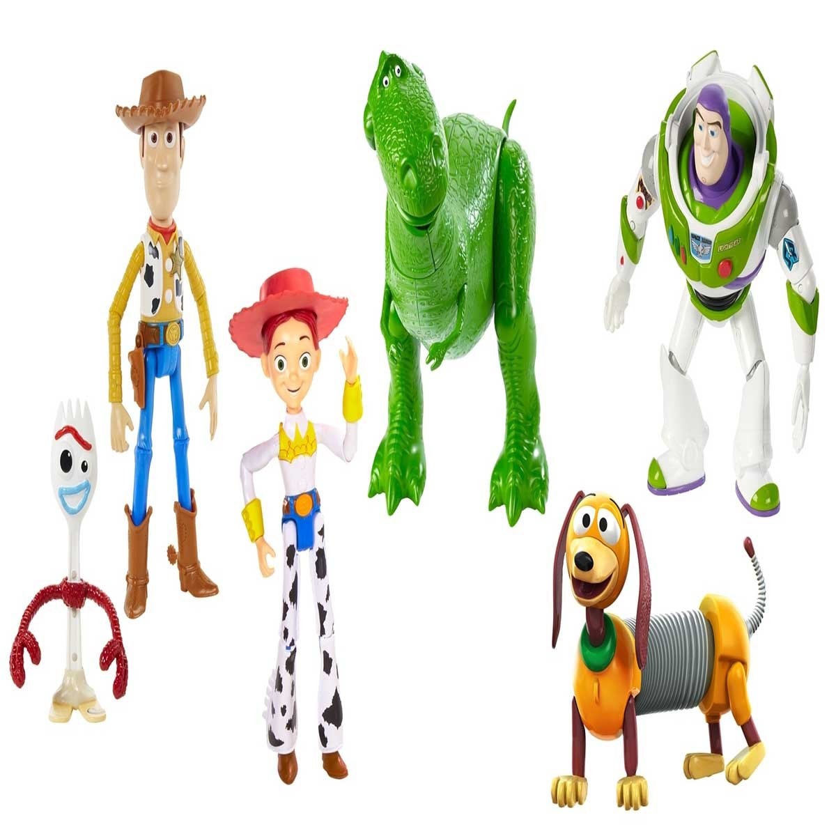 Toy story 6 figuras de acción woody, buzz lightyear, forky, jessie