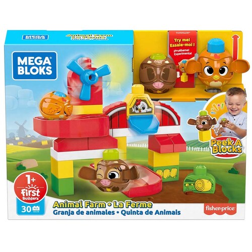 Juguete para Bebés Sopresa Peek a Boo Granja de Animales Mega Bloks