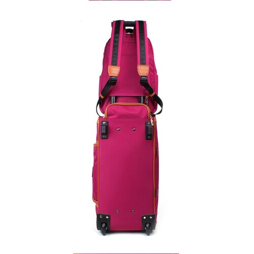 Set de Viaje Duffle Rod 16" Y Mochila Back Pack Magenta Cloe