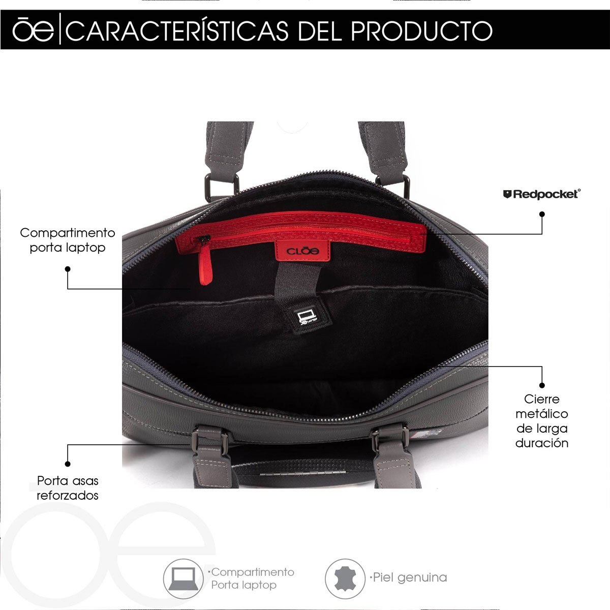 Mensajera Porta Laptop 14" Negro Cloe