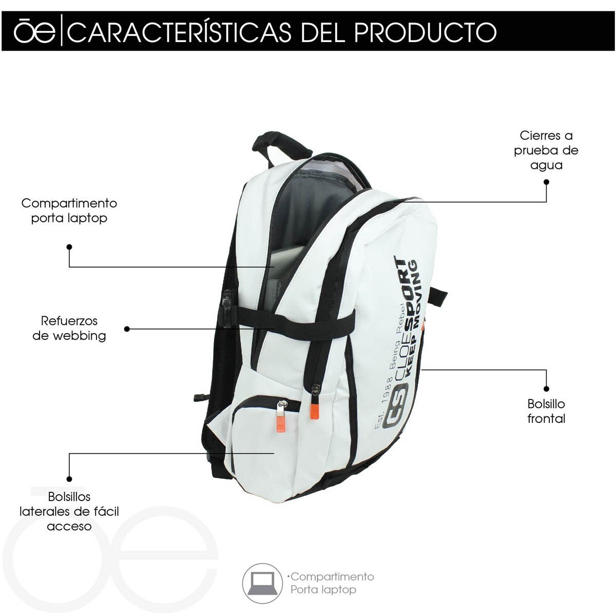 Mochila Back Pack Porta Laptop Sport 14" Azul Cloe