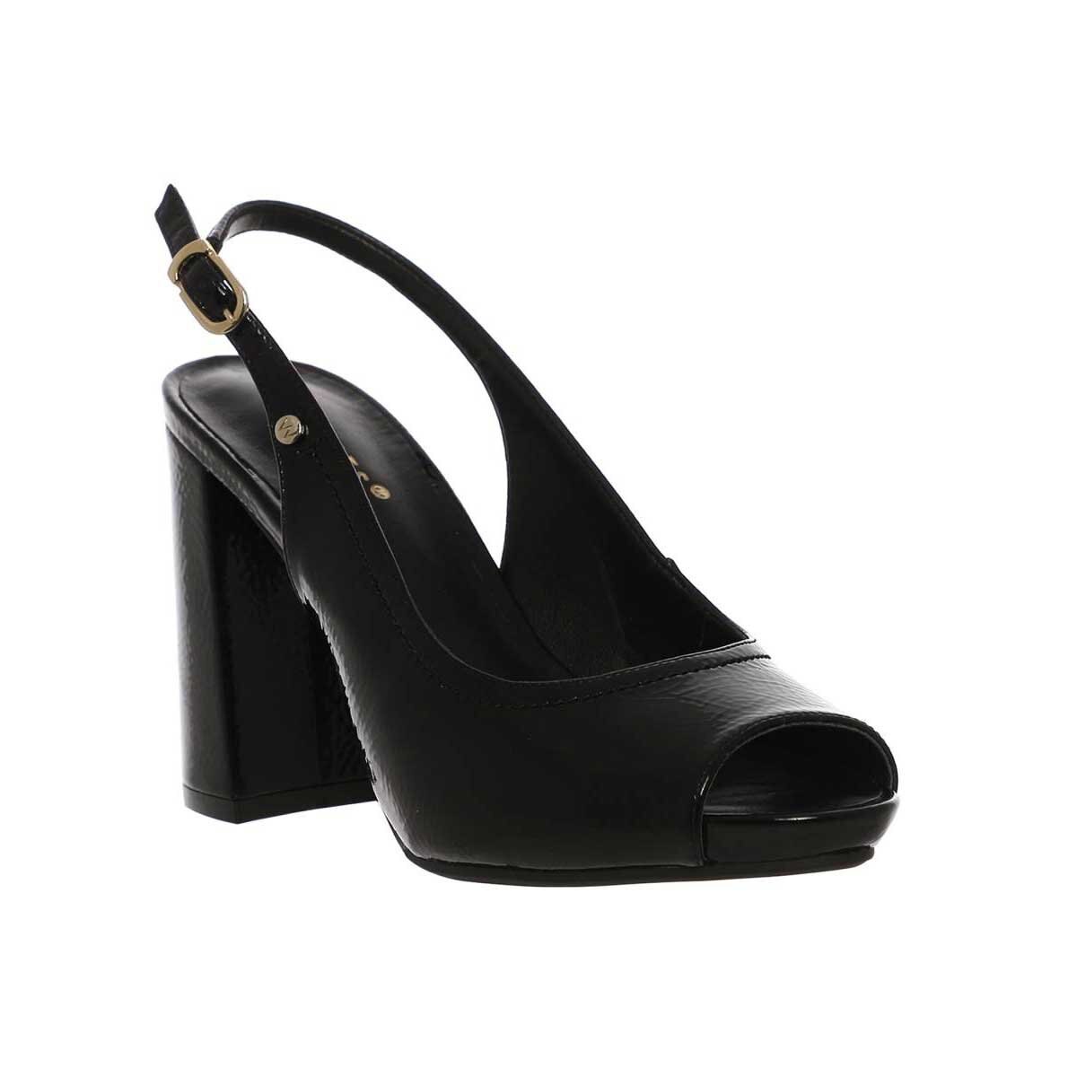 Zapatilla con Tacón de Bloque con Punta Abierta Color Negro Westies