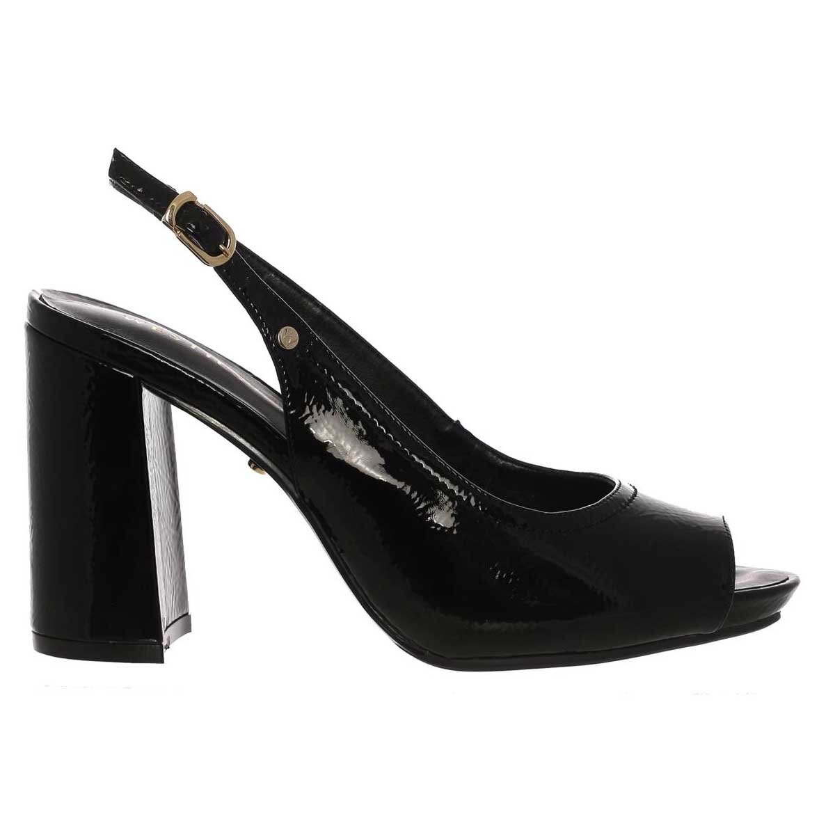 Zapatilla con Tacón de Bloque con Punta Abierta Color Negro Westies