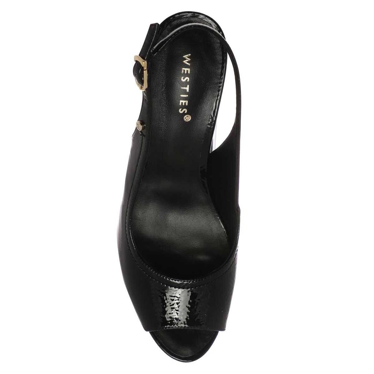 Zapatilla con Tacón de Bloque con Punta Abierta Color Negro Westies
