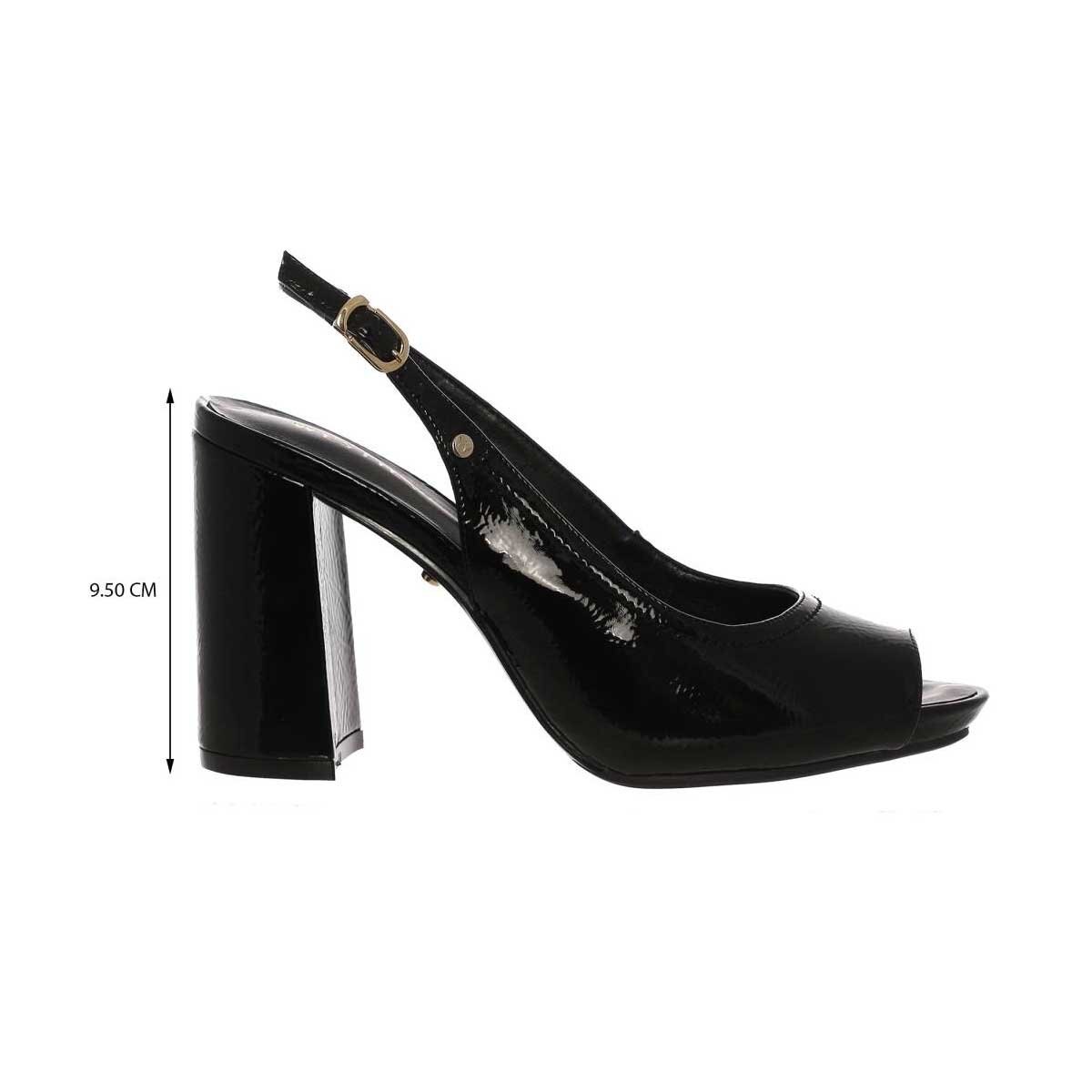 Zapatilla con Tacón de Bloque con Punta Abierta Color Negro Westies