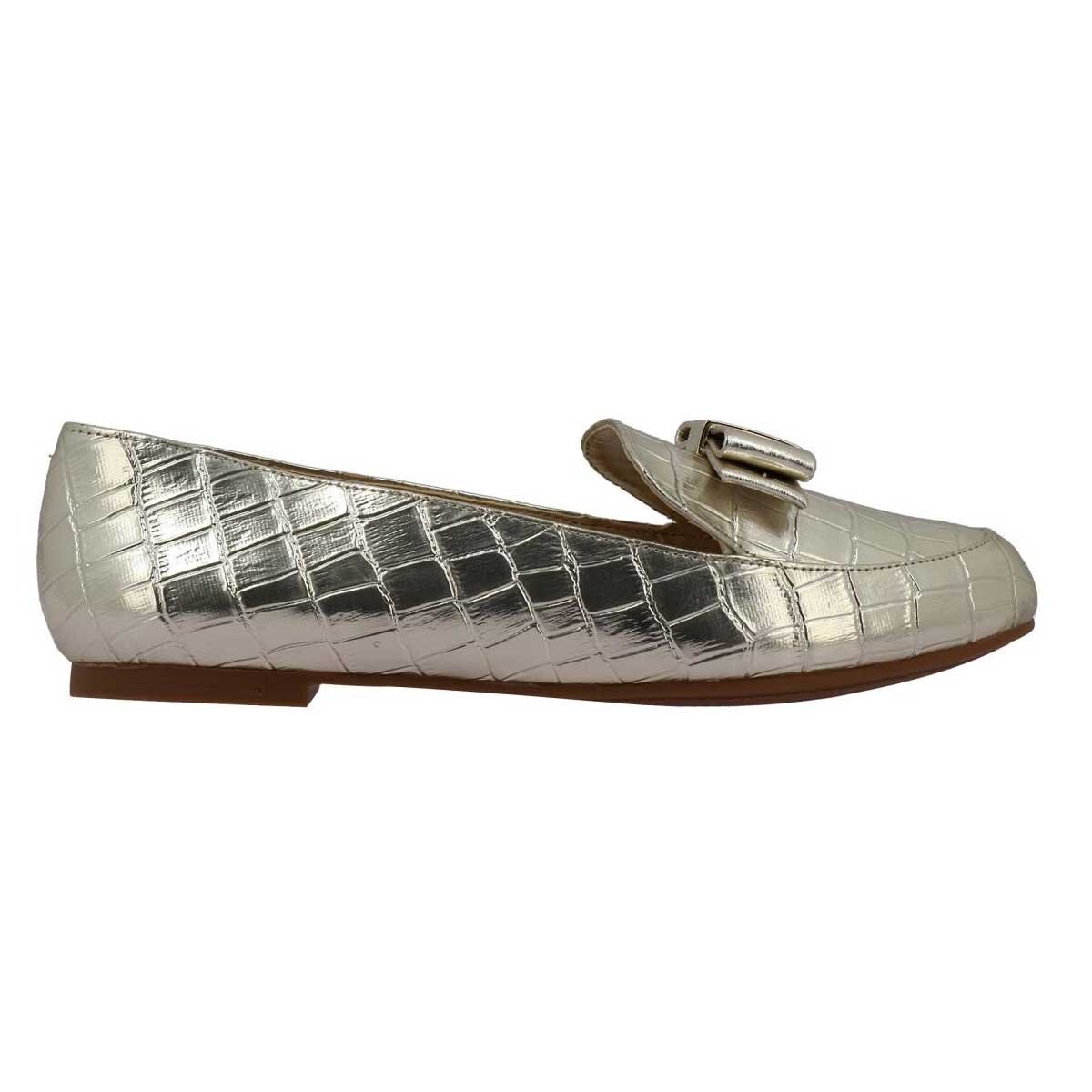 Zapato Tipo Loafer en Piel Sintética Y Punta Redonda Color Plateado Westies