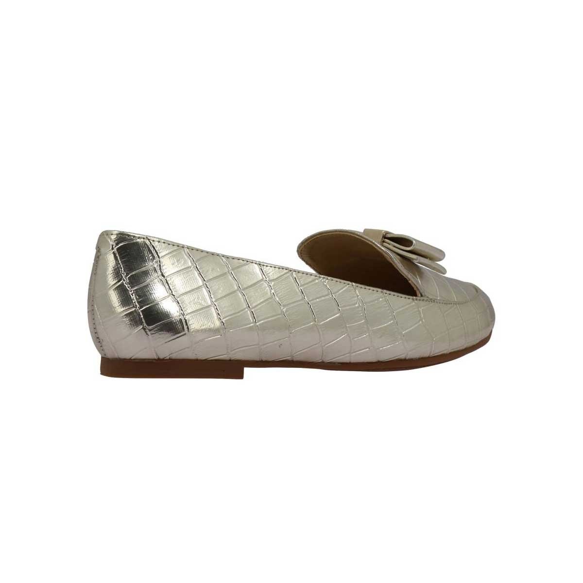 Zapato Tipo Loafer en Piel Sintética Y Punta Redonda Color Plateado Westies