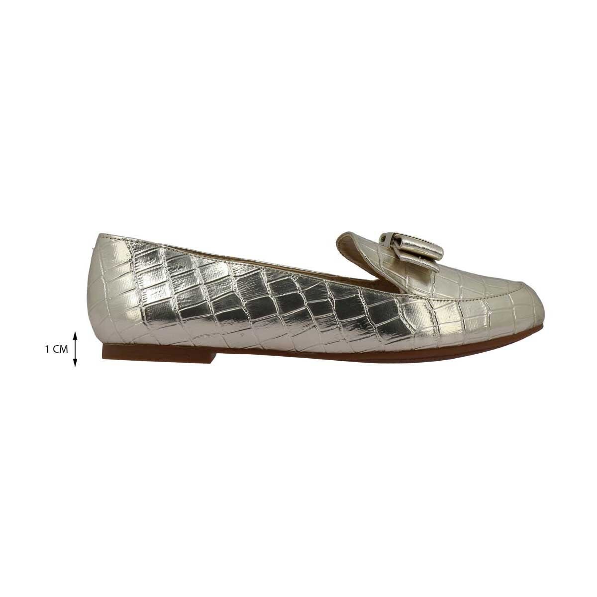 Zapato Tipo Loafer en Piel Sintética Y Punta Redonda Color Plateado Westies