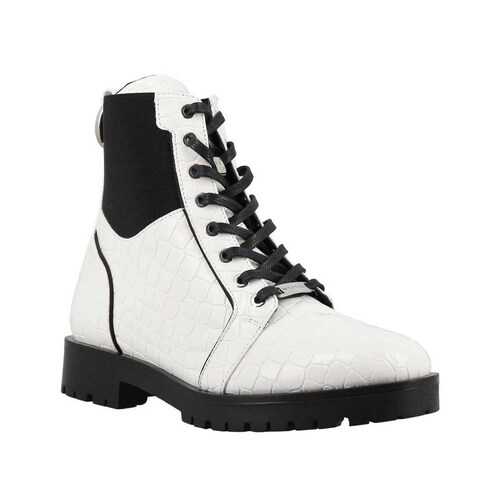 Bota Estilo Combat de Punta Redonda Color Blanco Westies
