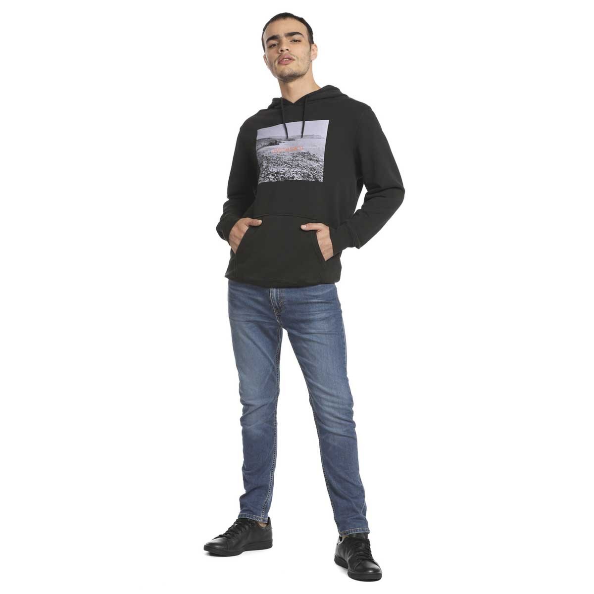 Sudadera Negra con Capucha para Caballero