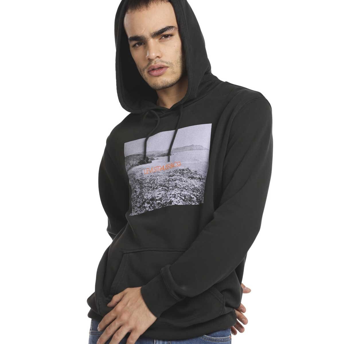 Sudadera Negra con Capucha para Caballero