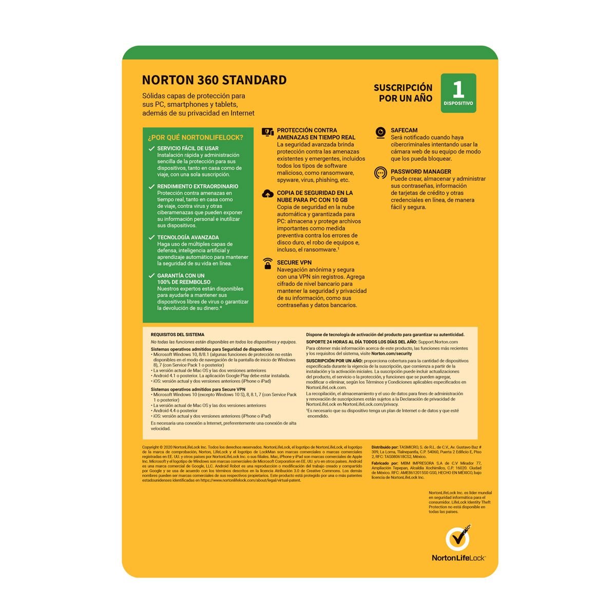 Norton 360 Standard 1 Dispositivo 1 Año