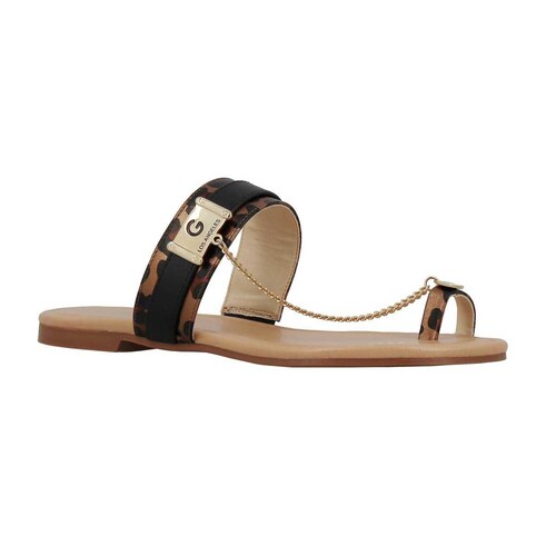 Sandalia con Silueta Tipo Flat con Cadena Color Negro G By Guess