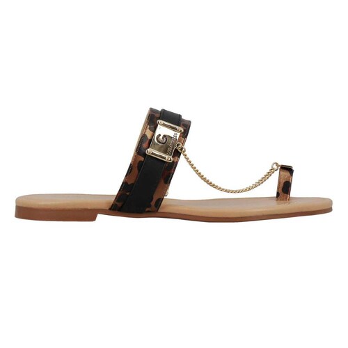Sandalia con Silueta Tipo Flat con Cadena Color Negro G By Guess