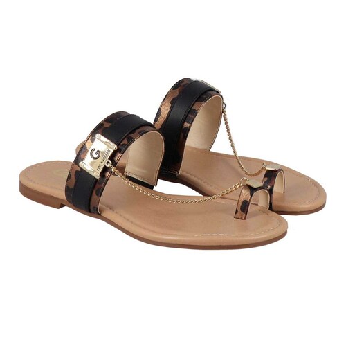 Sandalia con Silueta Tipo Flat con Cadena Color Negro G By Guess