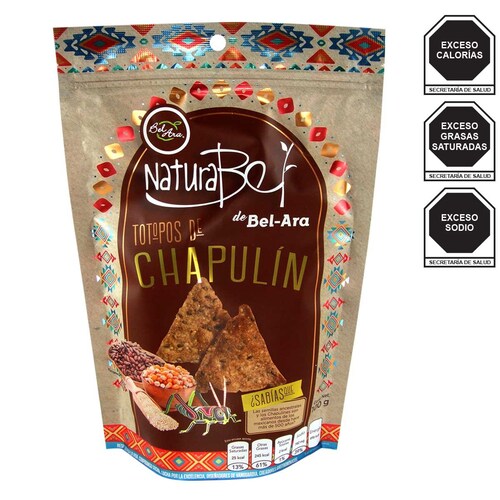 Totopos de Chapulín y Frijol Natural 100Grs Belara