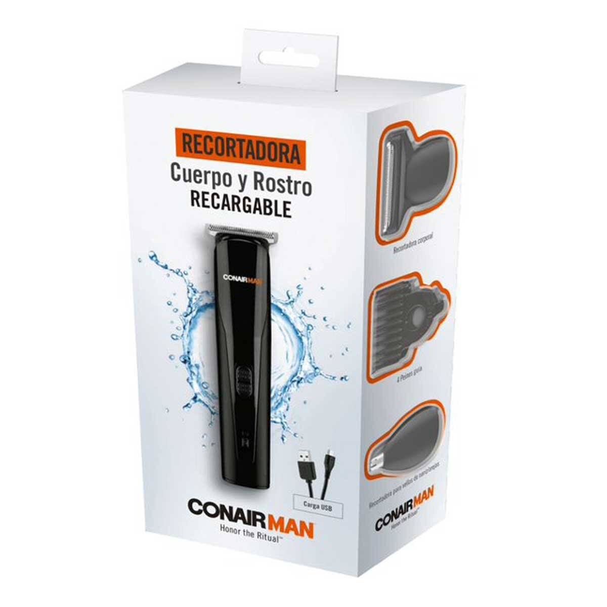 Recortadora para Barba Recargable Cromo Negro