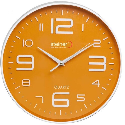Reloj de Pared Steiner Naranja con Blanco Modelo Tld-35126C-O