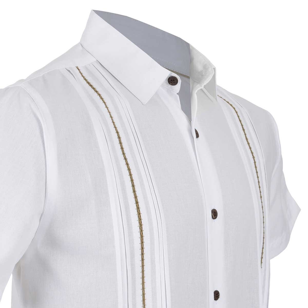 Guayabera para Caballero Manga Corta Blanca con Alforzado Picueta Cancumisa