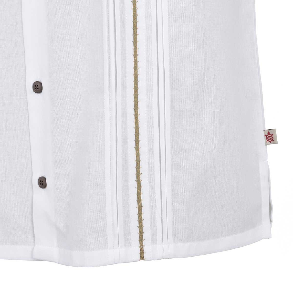 Guayabera para Caballero Manga Corta Blanca con Alforzado Picueta Cancumisa