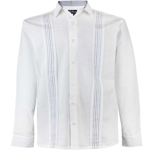 Guayabera para Caballero Manga Larga Blanca con Alforzado Pin Point G Candila