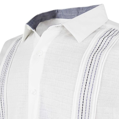 Guayabera para Caballero Manga Larga Blanca con Alforzado Pin Point G Candila
