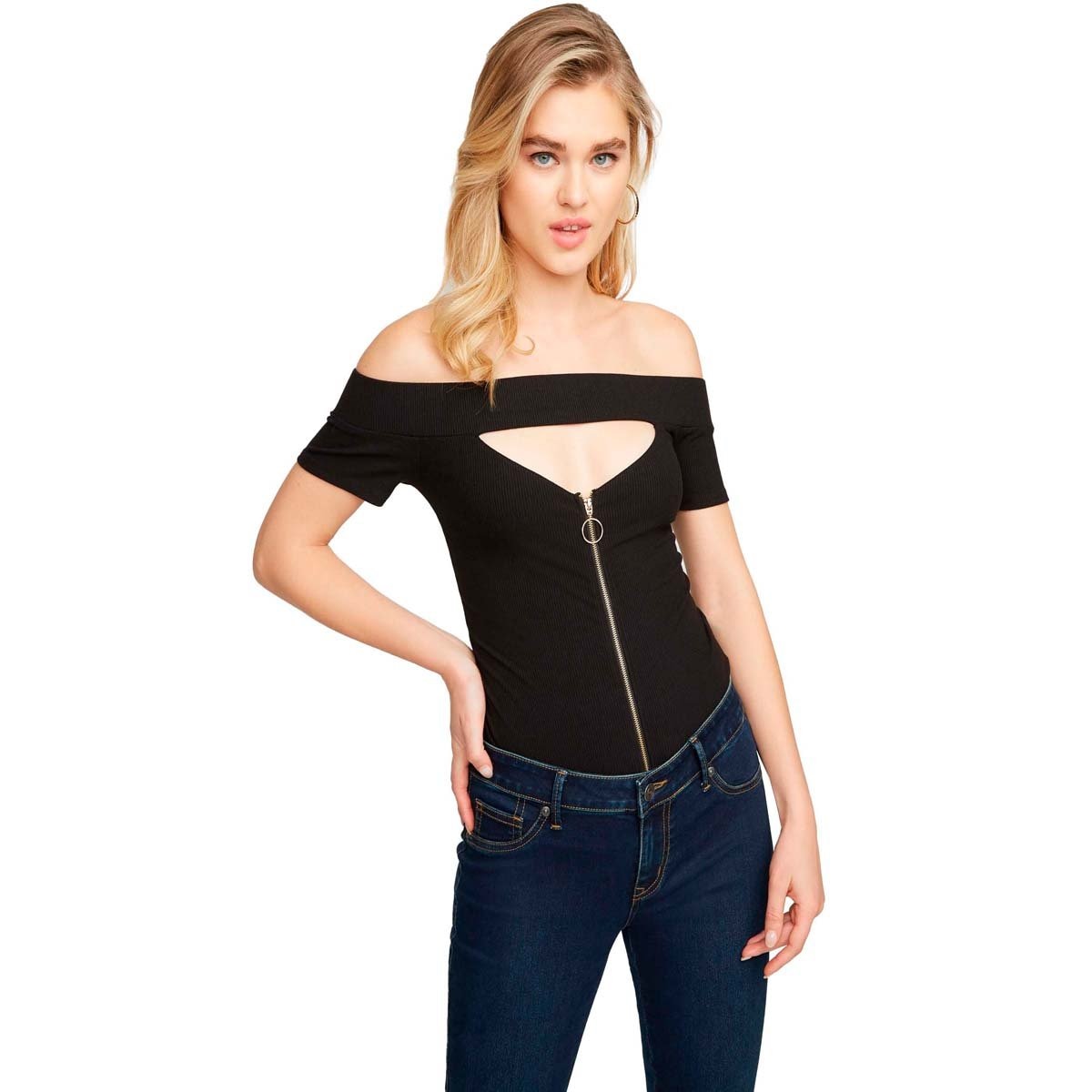 Blusa Strapless con Abertura Y Cierre al Frente G By Guess