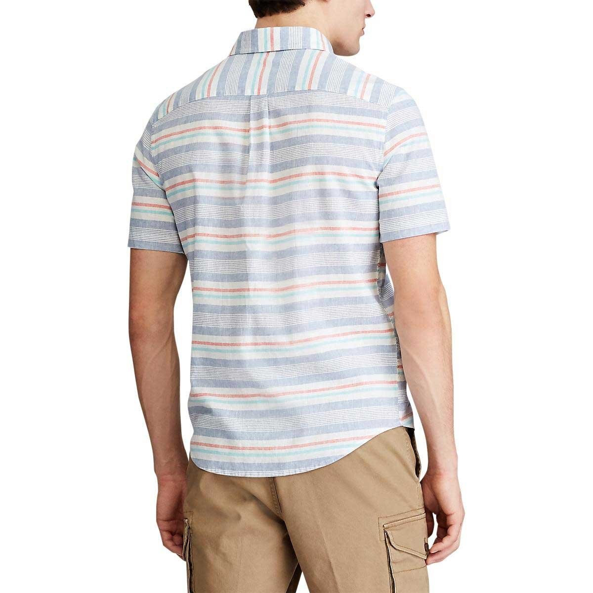 Camisa Manga Corta a Franjas Blanco Combinado para Caballero Chaps