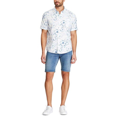 Camisa Manga Corta Floral Blanco Combinado para Hombre Chaps